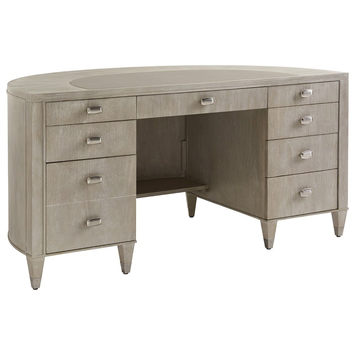 Sligh Greystone Dylan Demilune Desk with File Storage and Faux Leather